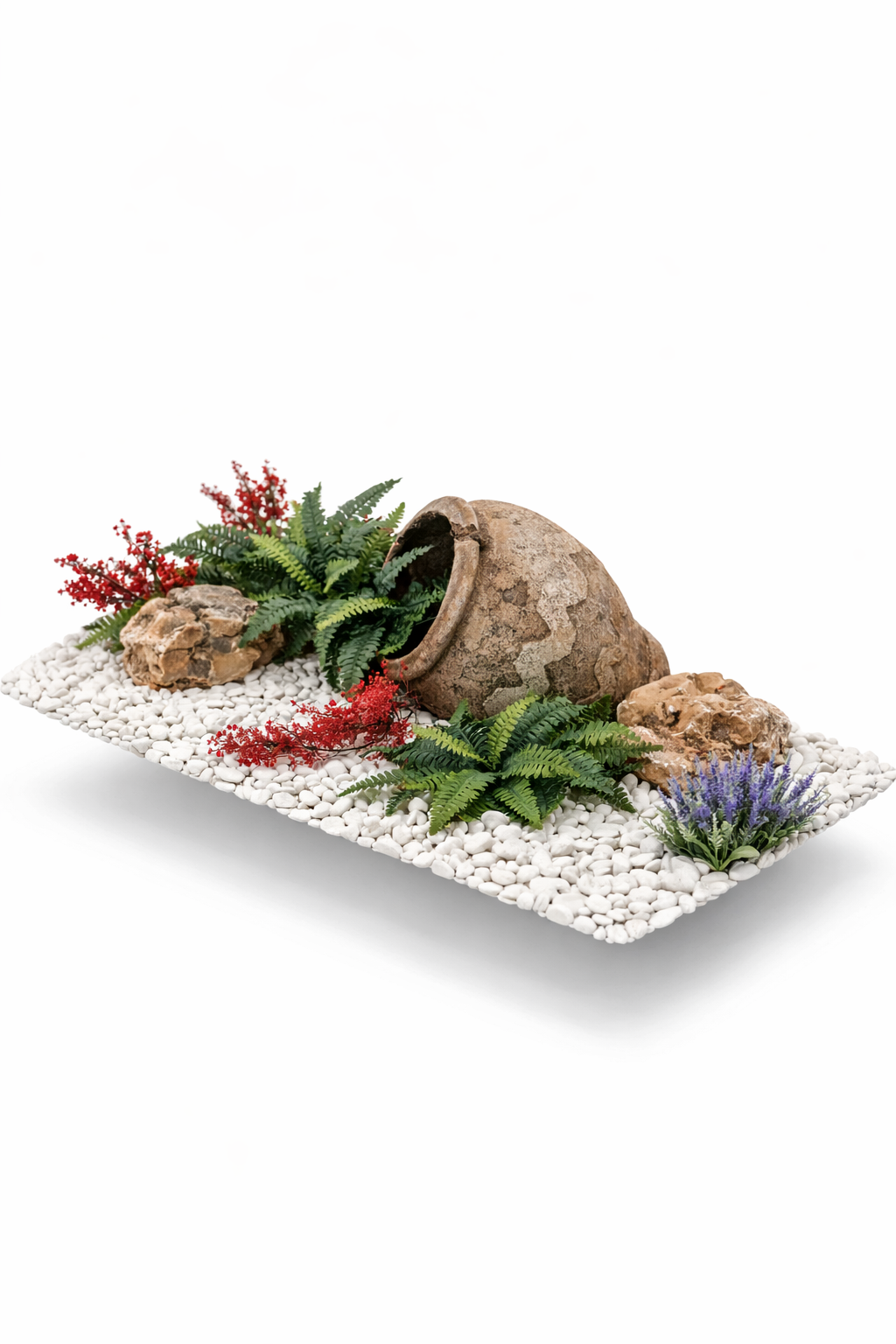 Rincón interior de salón con plantas artificiales de suelo
